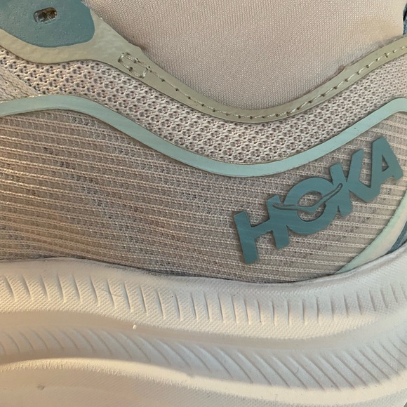 Hoka Beige and Light Blue Running Shoes - Picture 5 of 13